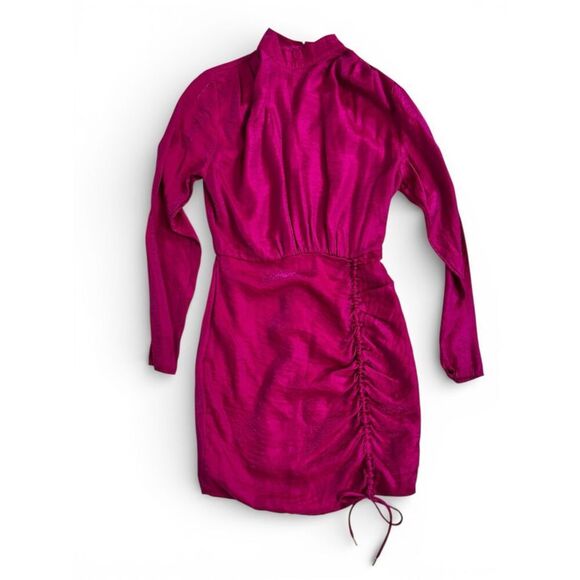 Finders Keepers Yasmine Fuchsia Ruched Dress XS/ 2 Valentine Date Cocktail Party - Picture 3 of 16